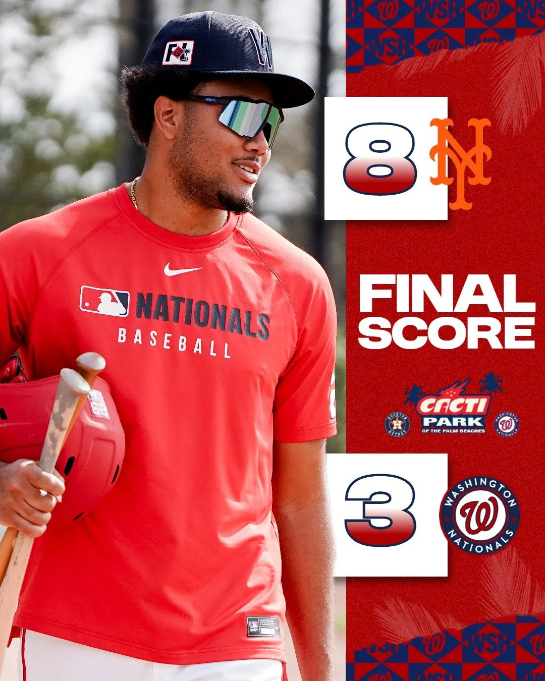 Nats 5-game home winning streak comes to an end

Back tomorrow for a doubleheader ⚾🌴

#Nationals #Springtraining