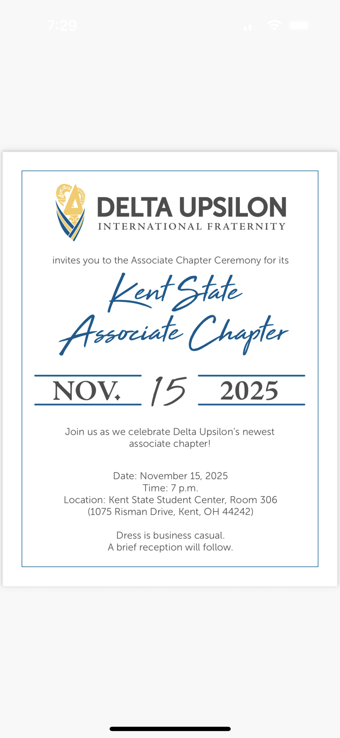 Delta Upsilon Kent State Associate Member Ceremony