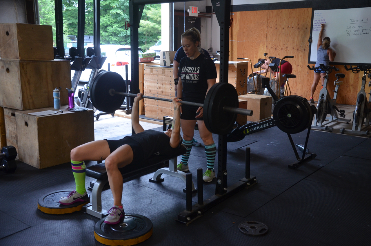 Kelly, Caitlin, &amp; Courtney finishing up their final bench press.