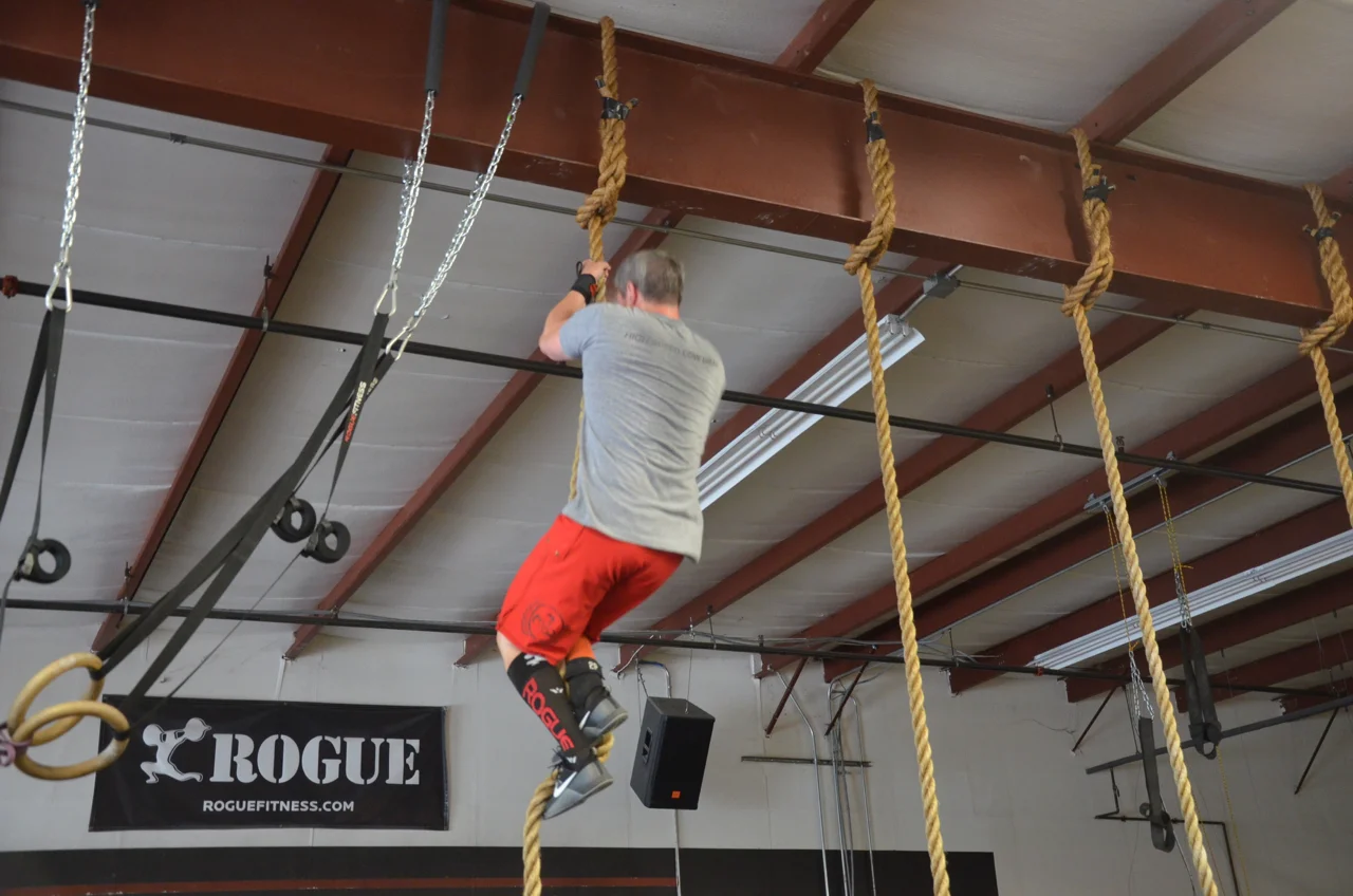 Pat getting to the top of his climb.