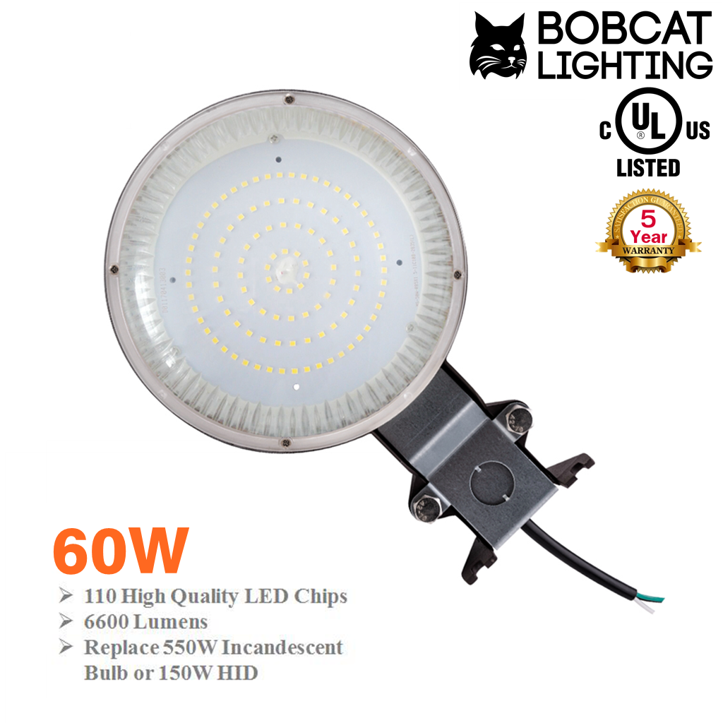 6600L 5000K Daylight Bobcat 55W LED Area Light Dusk to Dawn Photocell Included 
