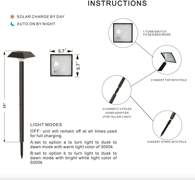 Solar Landscape Lights Super Bright with 2in1 Warm White and Daylight