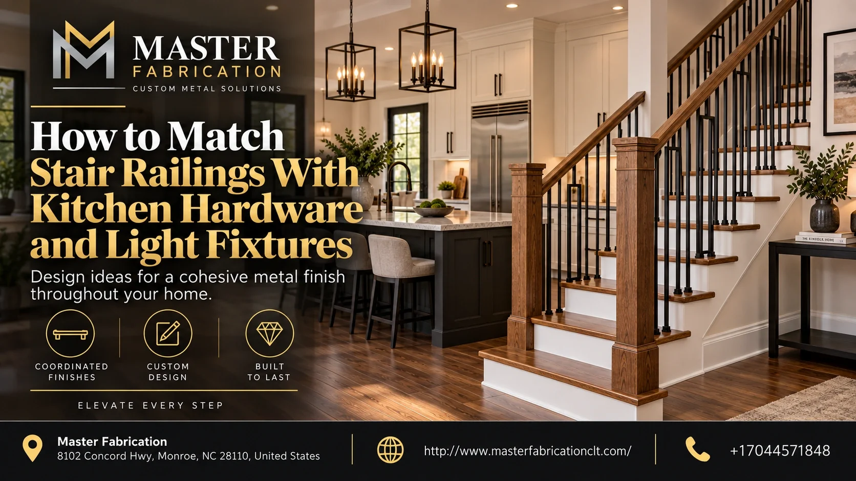How to Match Stair Railings With Kitchen Hardware and Light Fixtures