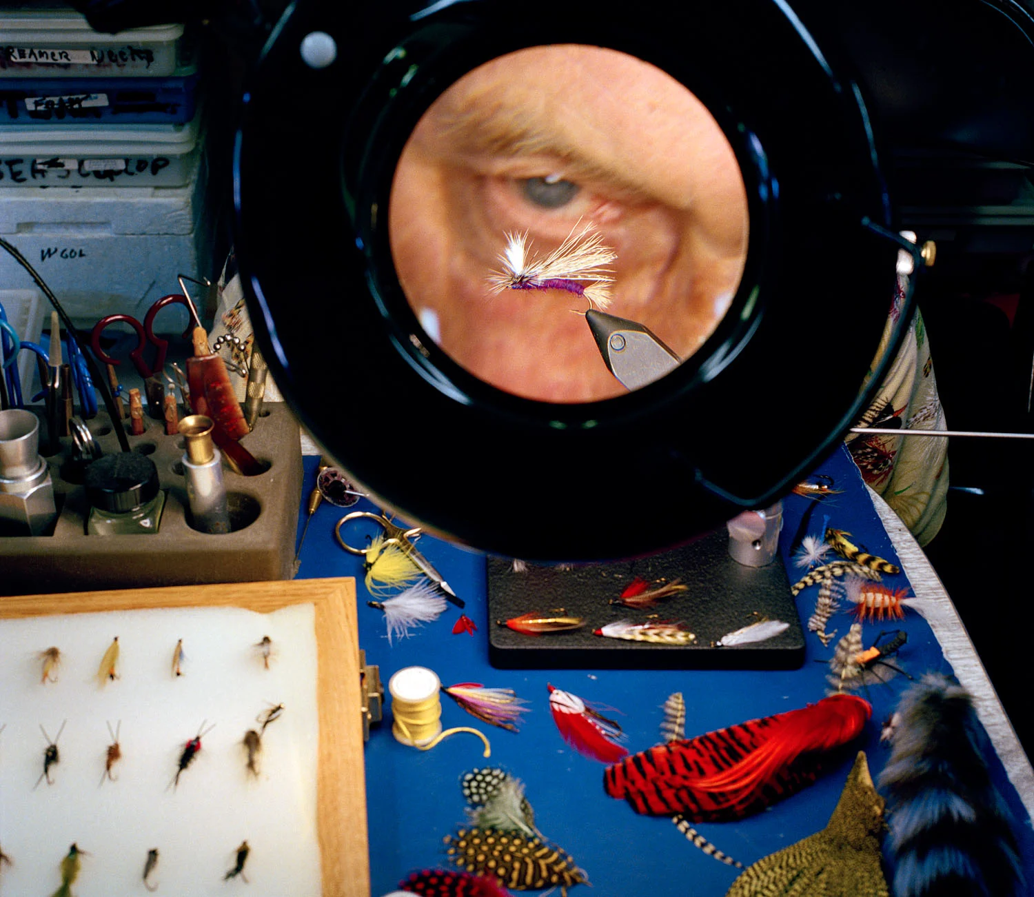 Fly tying, Bristol, NH, 2003