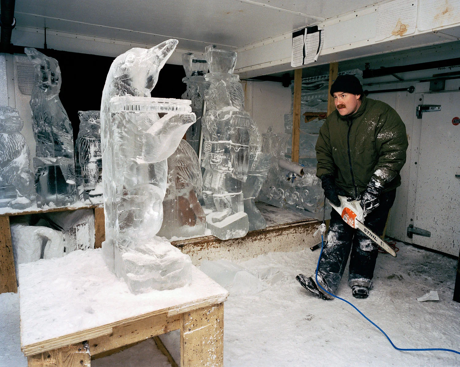 Ice sculptor, Brookline, MA, 2002