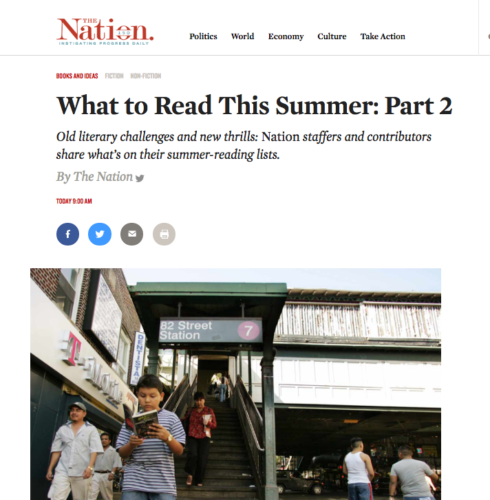 The Nation , "What to Read This Summer" (7 June 2016)