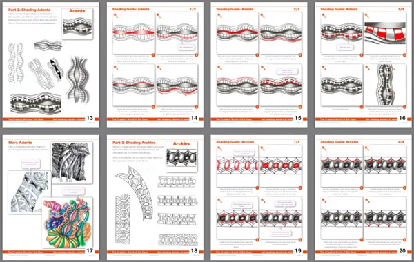 Learn how to shade 4 tangle patterns • ebook by Eni Oken • enioken.com