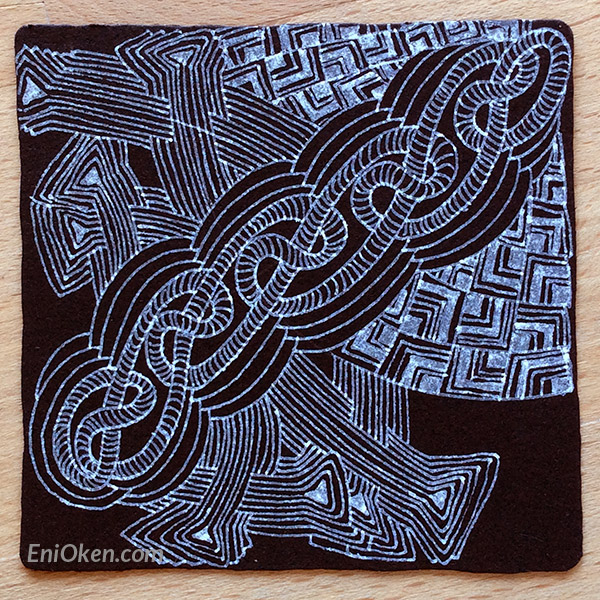 Shading black Zentangle® tiles with Eni Oken • enioken.com