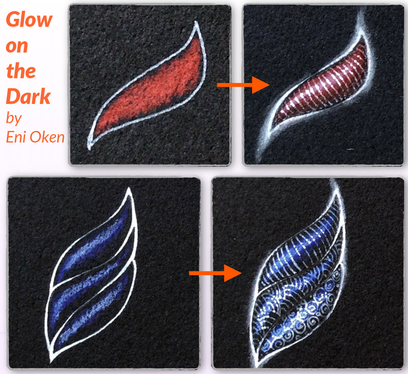 Learn how to shade Zentangle over black tile • enioken.com