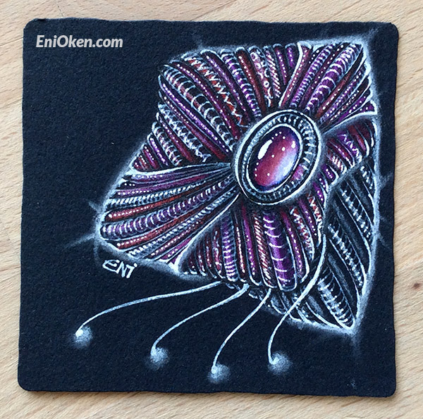 Learn how to shade over Black Zentangle® tile • enioken.com