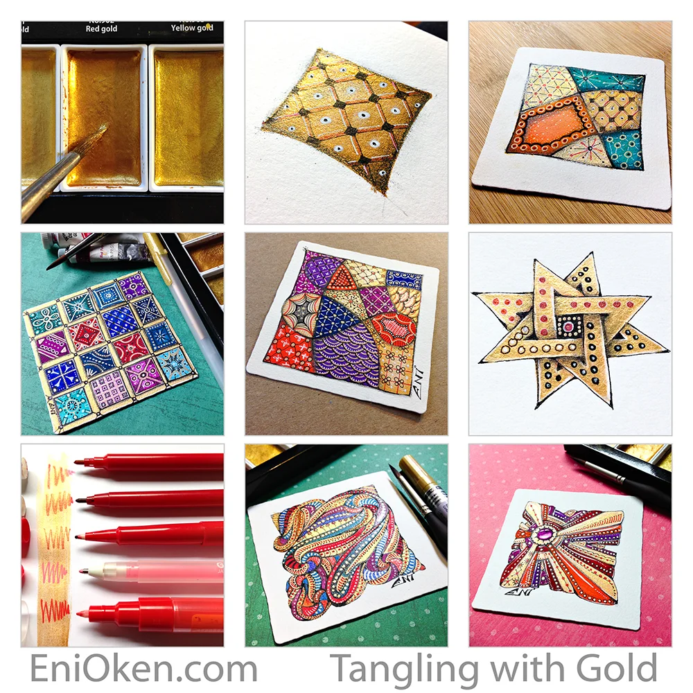 Learn how to create shimmering Zentangle with gold! • enioken.com
