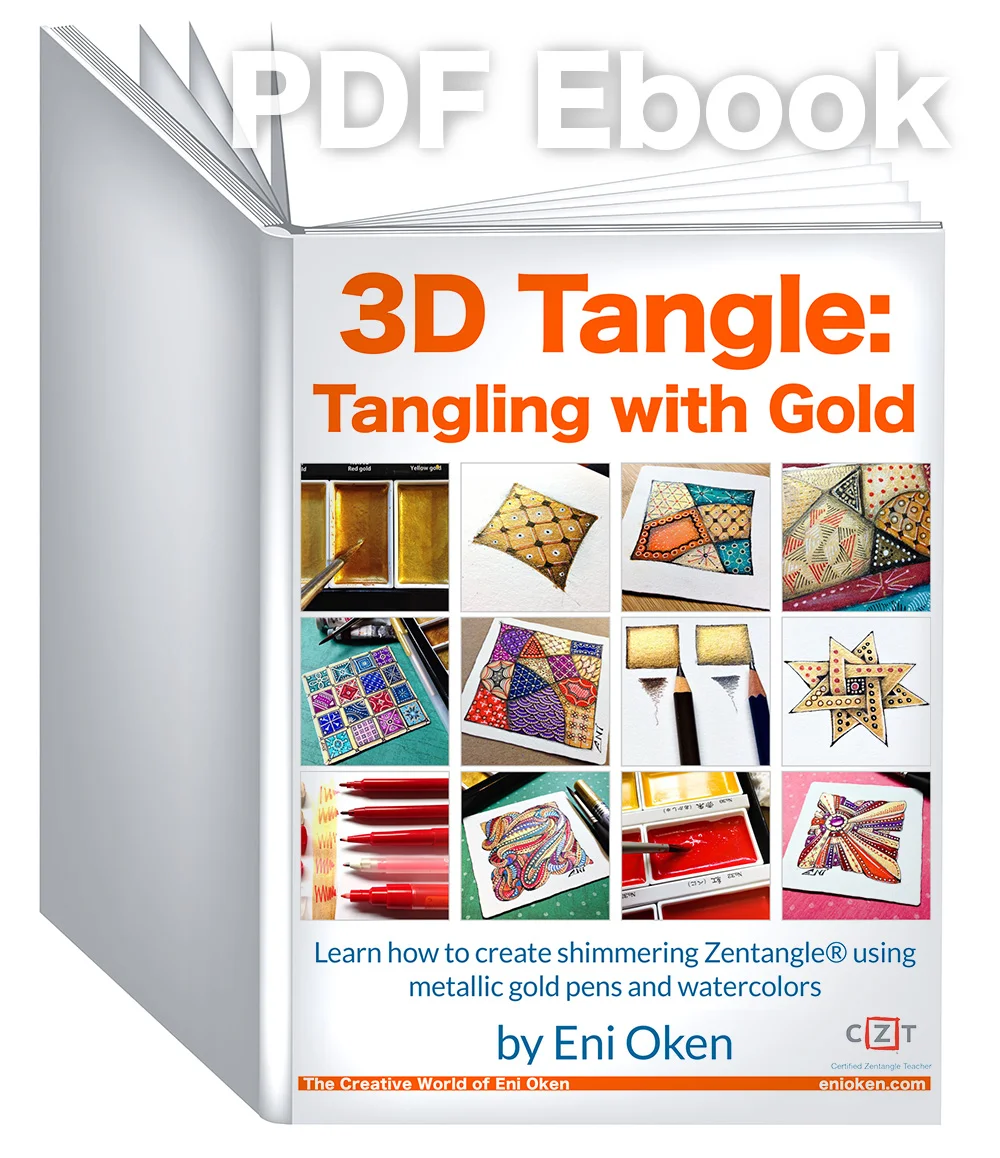 Learn how to create shimmering Zentangle® using metallic gold pens • enioken.com