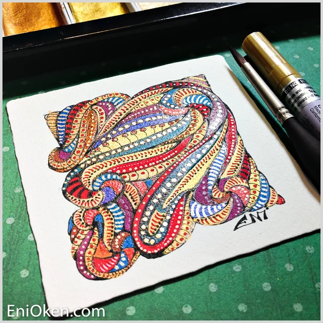 Learn to create shimmering gilded Zentangle® • enioken.com