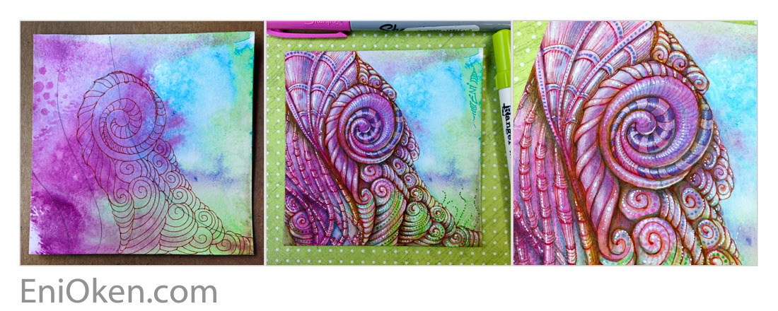 Learn how to create distressed Zentangle® • enioken.com