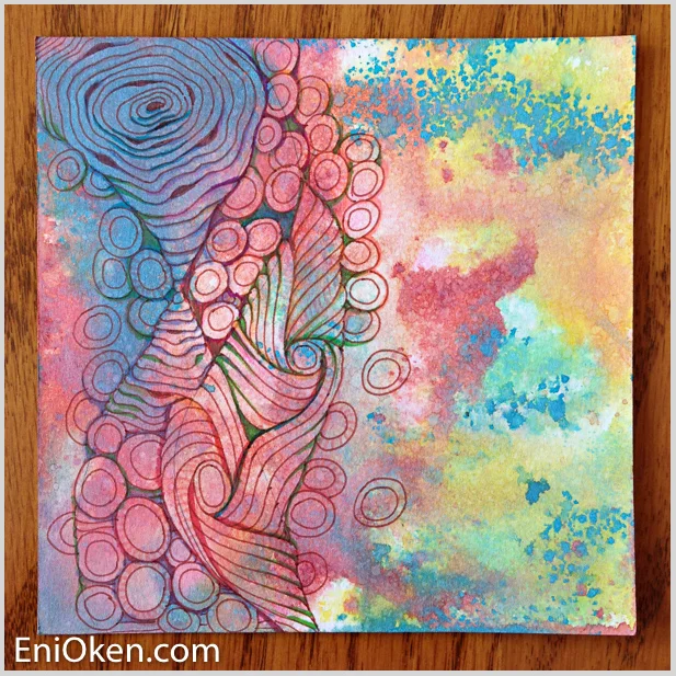 Learn how to create amazing Zentangle over distressed tiles • enioken.com