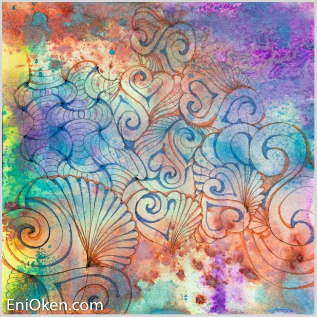 Learn how to create Zentangle over distressed tiles • enioken.com