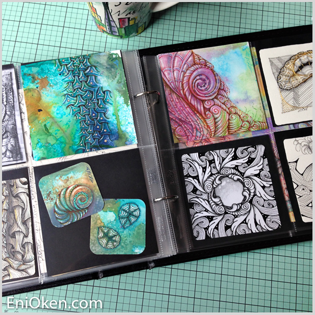 Zentangle Tiles with colour – Art of Tangling
