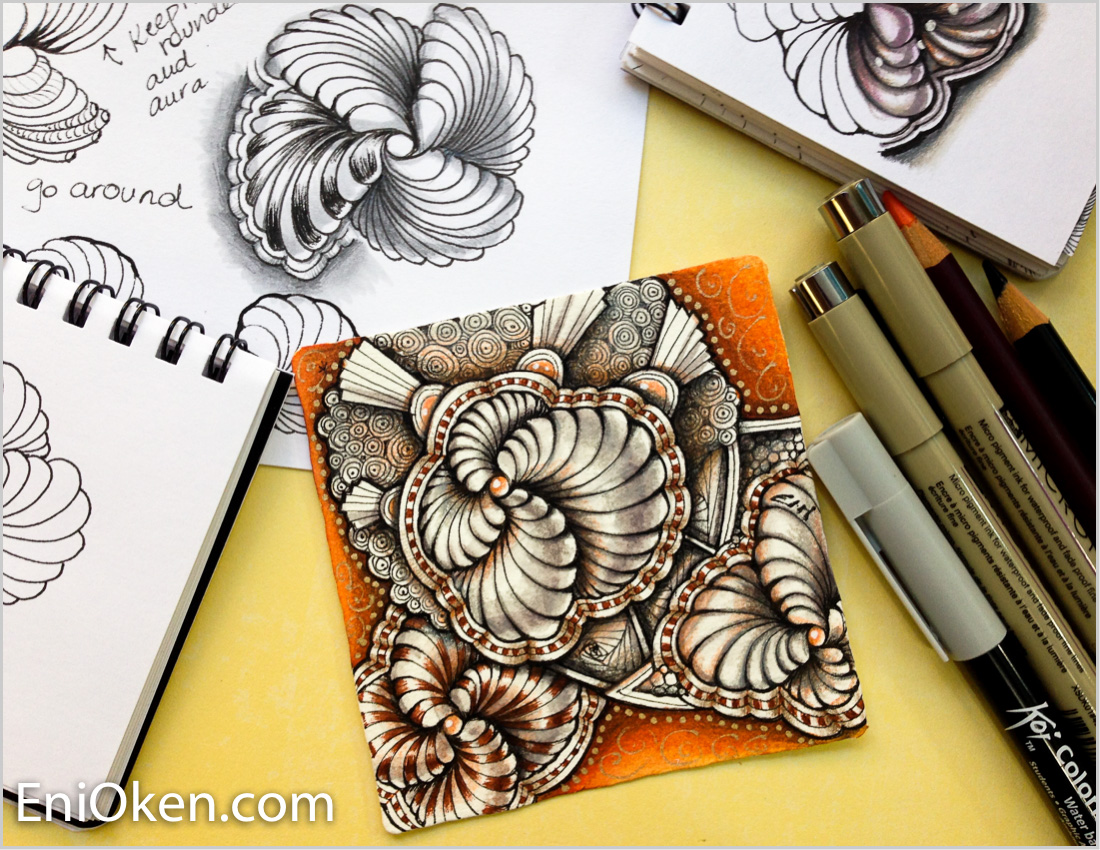 Learn how to create gorgeous Zentangle® with Ribbon Showgirl video • enioken.com