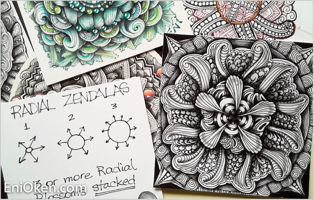 Learn how to create gorgeous Zentangle® with Ribbon Showgirl video • enioken.com
