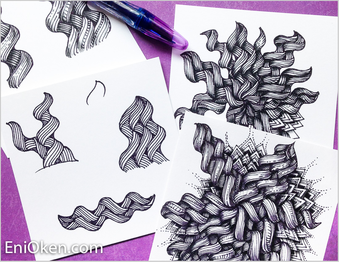 Learn how to create gorgeous Zentangle® with Ribbon Showgirl video • enioken.com