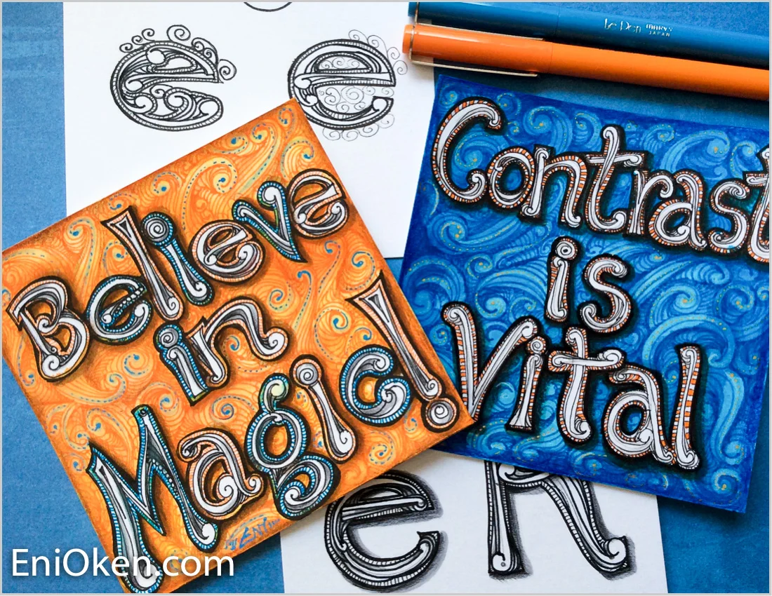 Learn how to create tangled words using Zentangle® • enioken.com