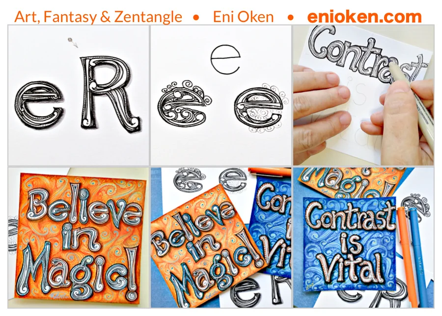 Learn how to create tangled words using Zentangle® • enioken.com