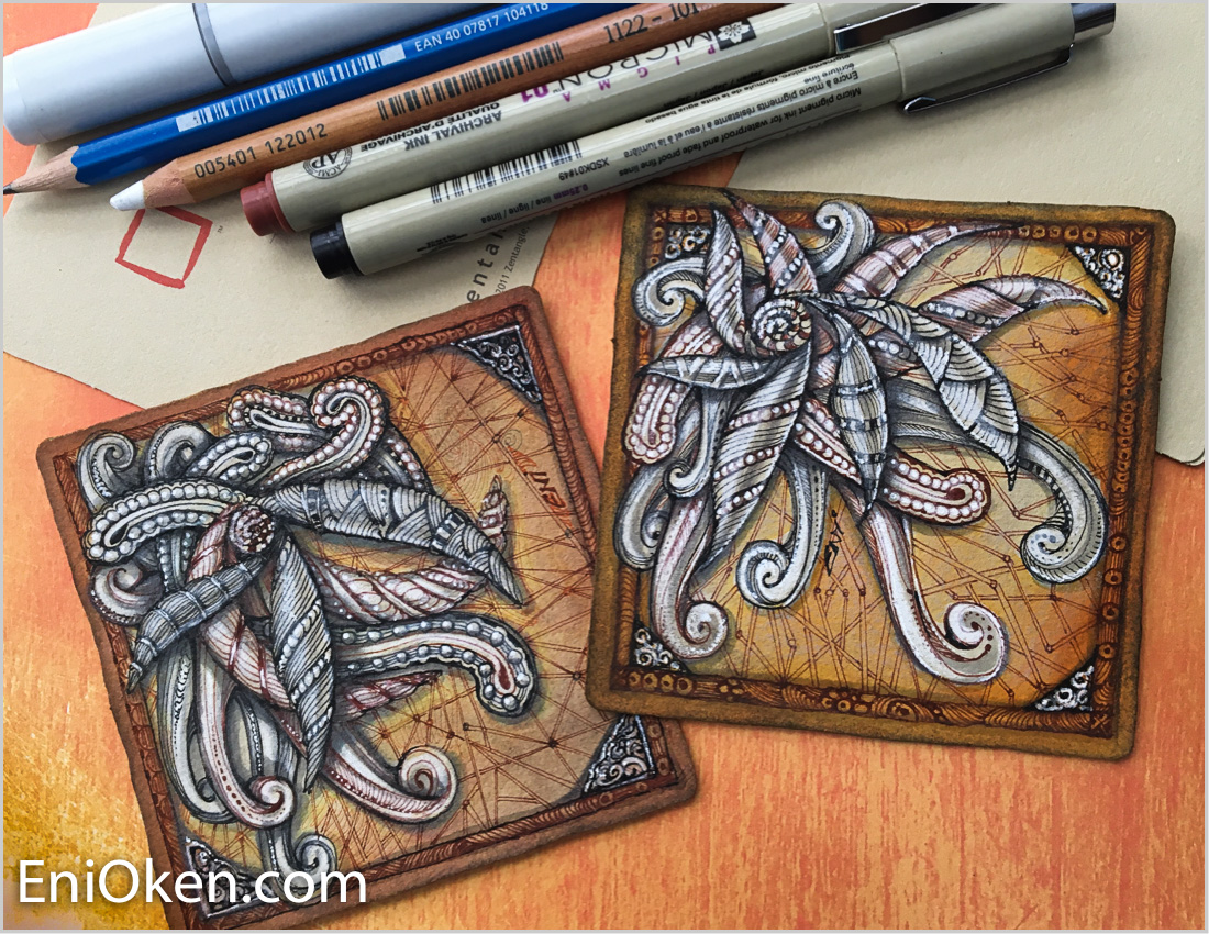 Sue's tangle trips: Shading the brown pens