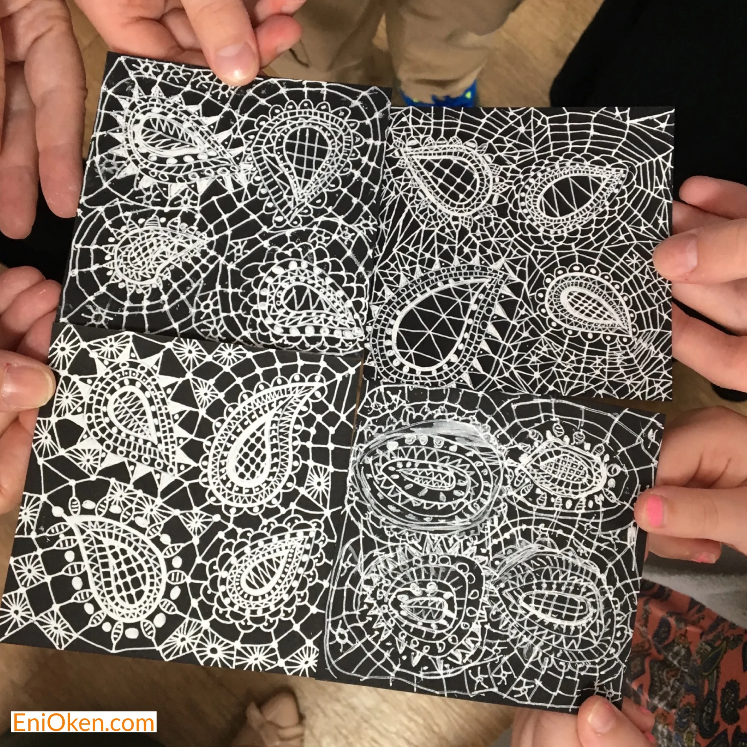 Drawing lace with family