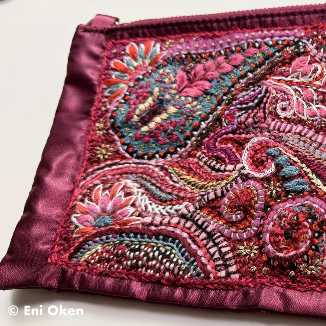 Embroidered Burgundy Purse