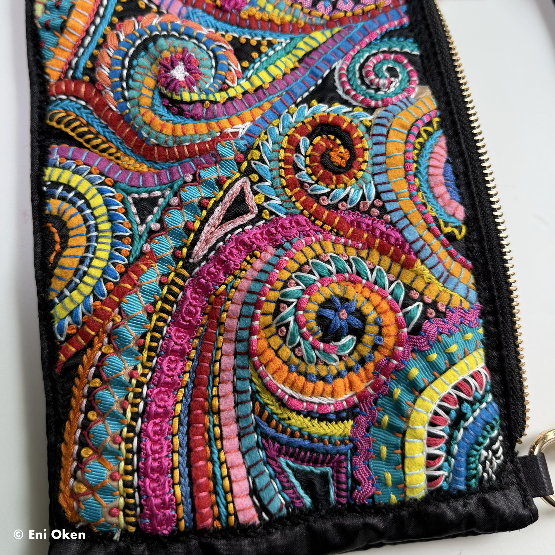 Couched Black Satin Purse