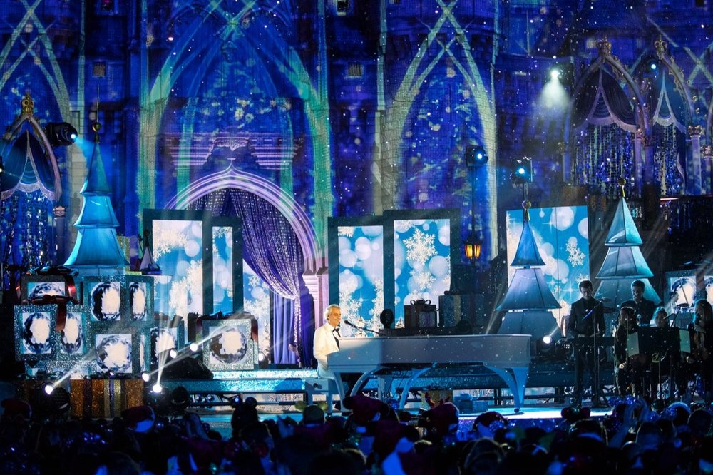 Andrea Bocelli Disney Magical Holiday Celebration white piano