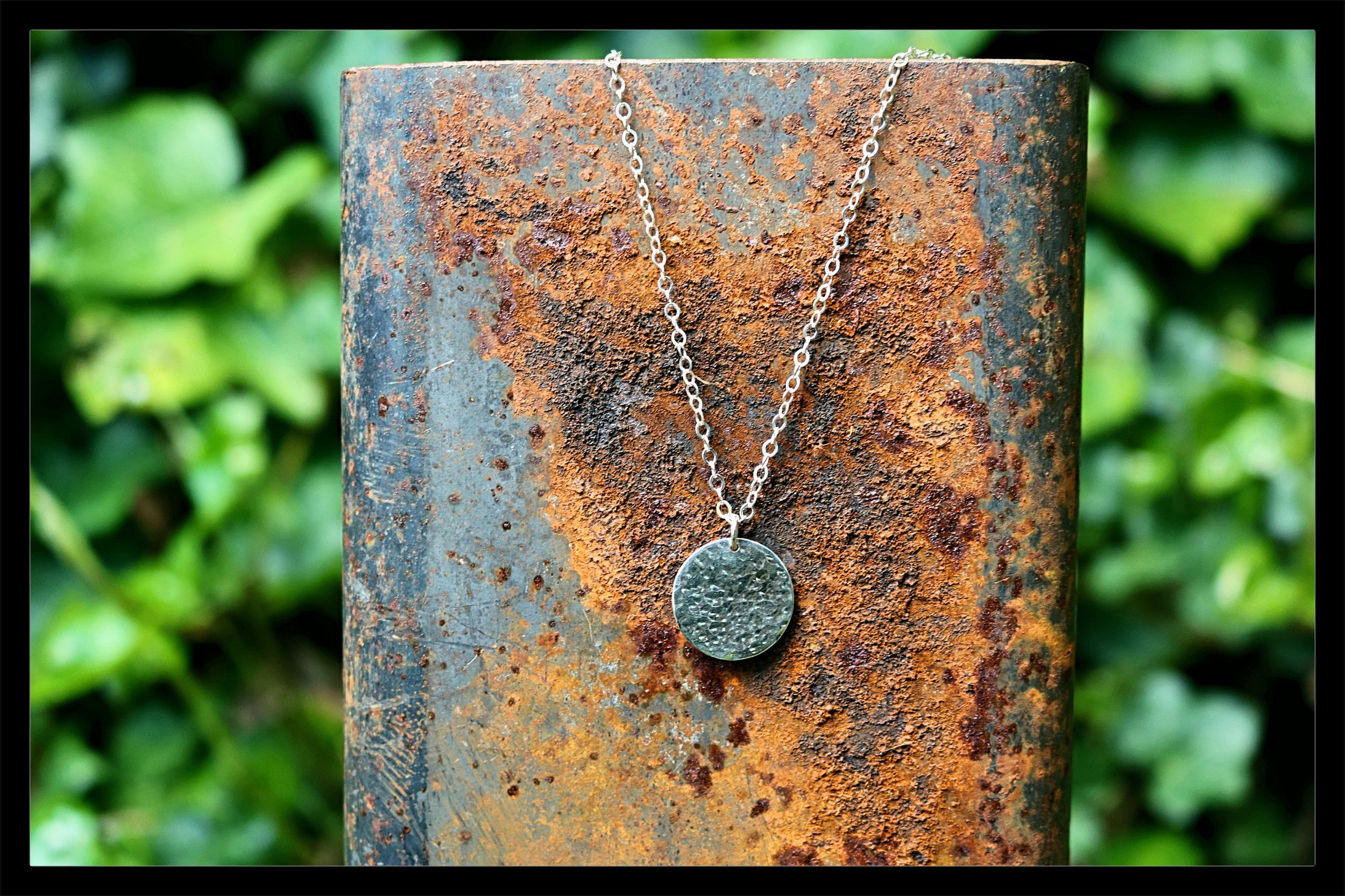 Hammered Silver Disc Necklace Sterling Silver Necklace 
