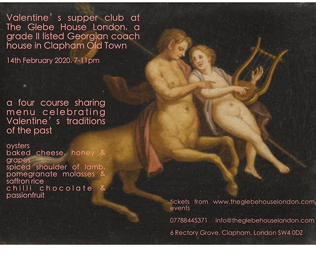 Excited to be working with a beautiful new venue @theglebehouselondon for Valentine’s. Tickets £55 per head for a four course dinner in Alix’s amazing house ♥οΈ♥οΈ♥οΈ #supperclub #valentines #londonevents #seasonsu