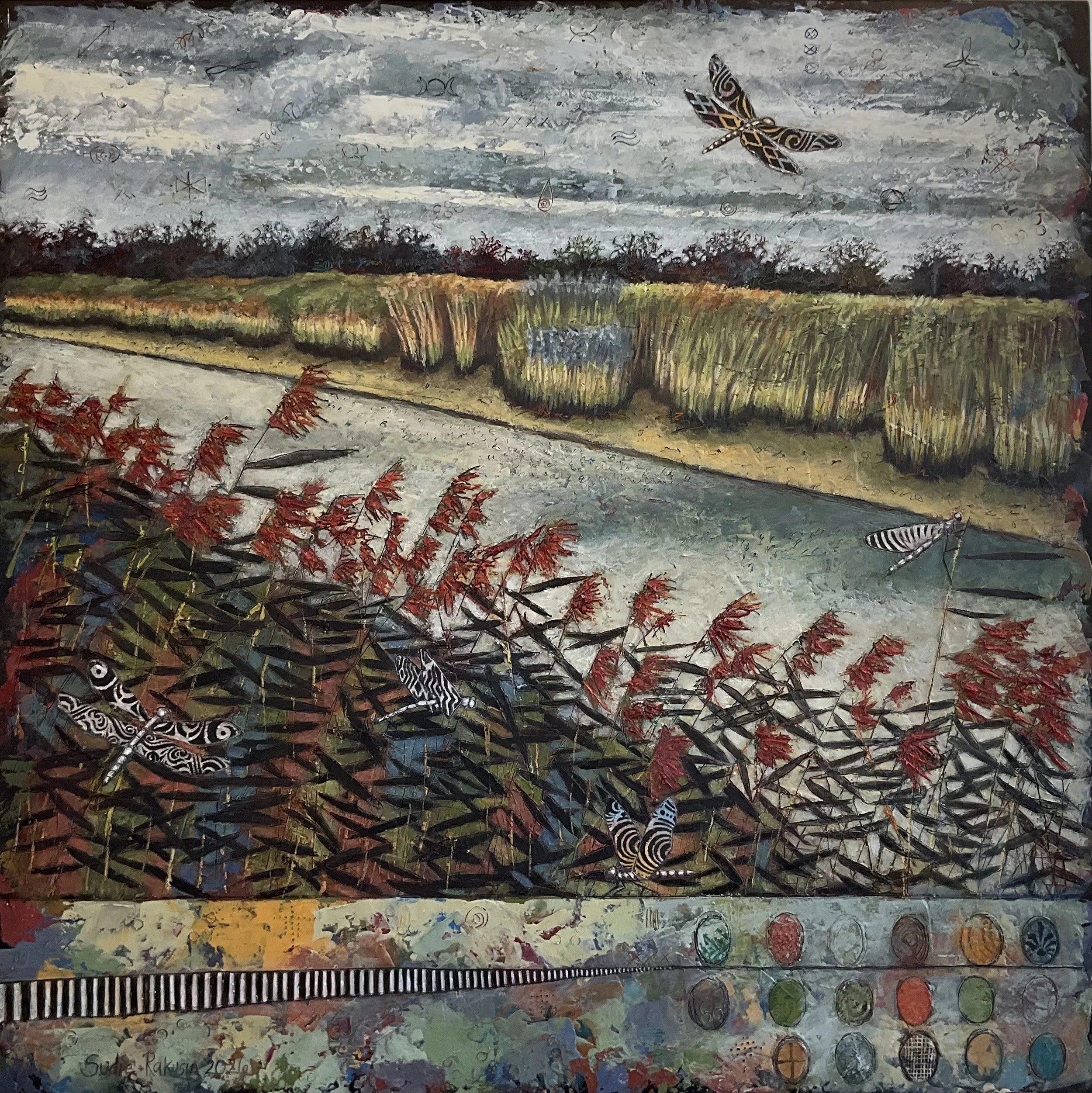 ‘There exists a secret Vibrational Language in Nature’ 6   
cold wax and oil  
30” x 30”   
$2800
