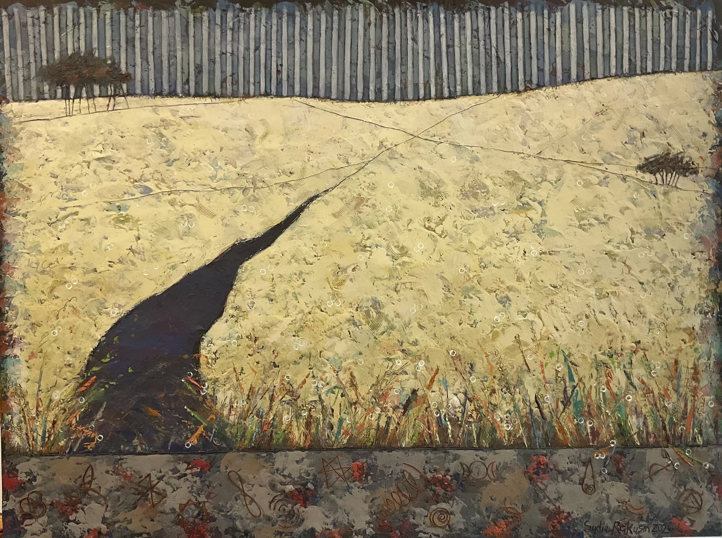 There is a secret Vibrational Language in Nature 5   
cold wax and oil  
30” h x40” w   
$3,800