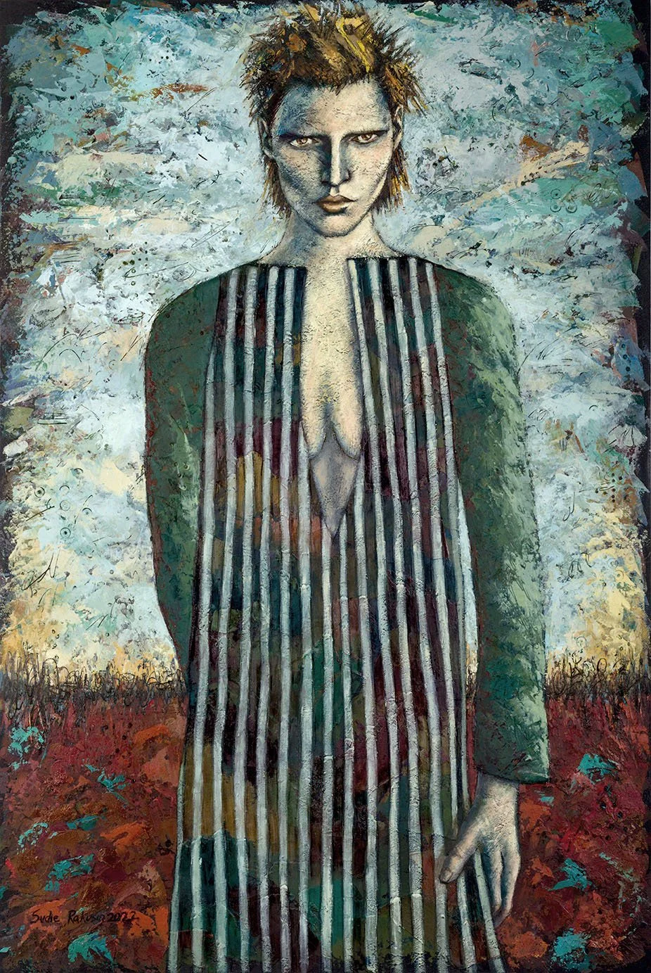 “Shadow work is the path of the heart warrior.” -Carl Jung

 

 36” h x 24” w  Cold wax and oil on wood panel  $3,000 