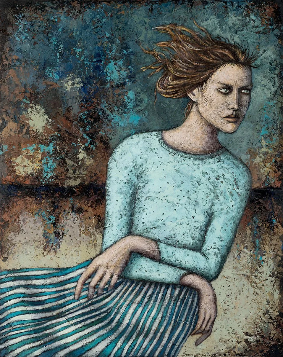 “I was sitting on the verge of a dream.” - Anne Rice 

 

 30” h x 24” w  Cold wax and oil on wood panel  $2200 