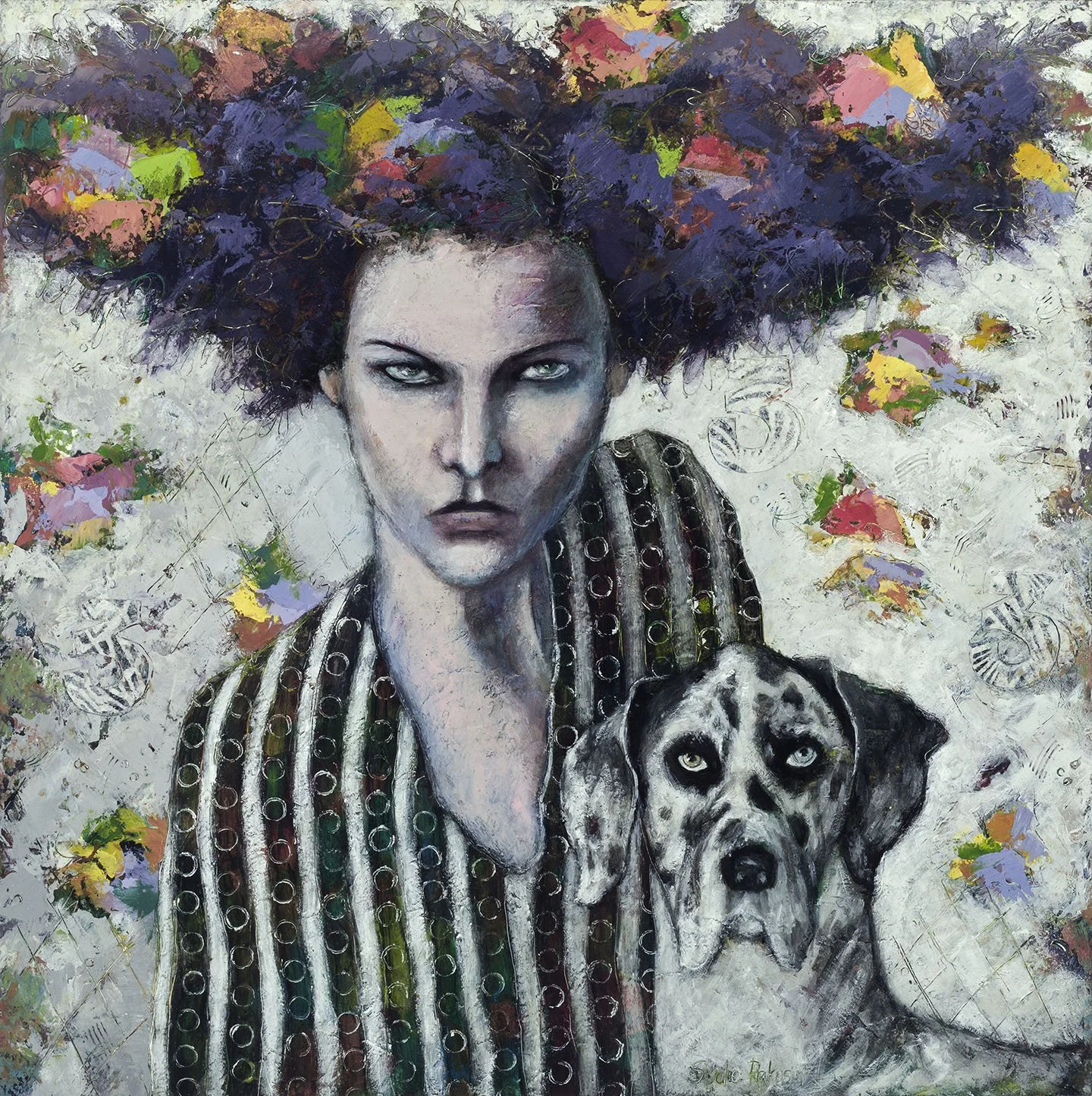 Number 3: Natural leader, courageous and confident,  brilliant and bold, assertive, action oriented  
2026  
Cold wax and oil and collage  
18” h x 18” w  
$1,200 