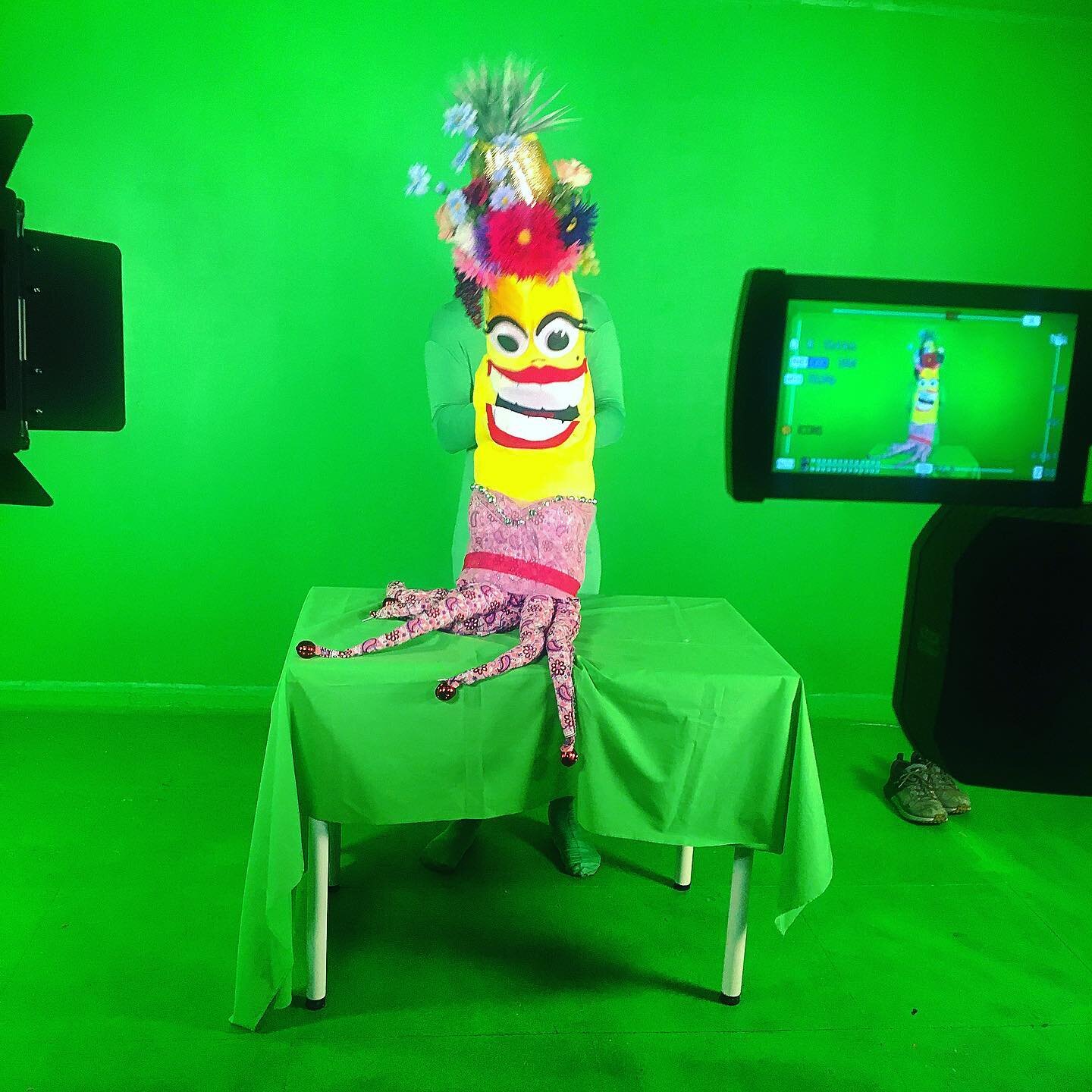 Margarita the Banana is excited for the new season of The Marky Monday Show and is ready for her closeup! #markymonday #greenscreen #puppet #filming