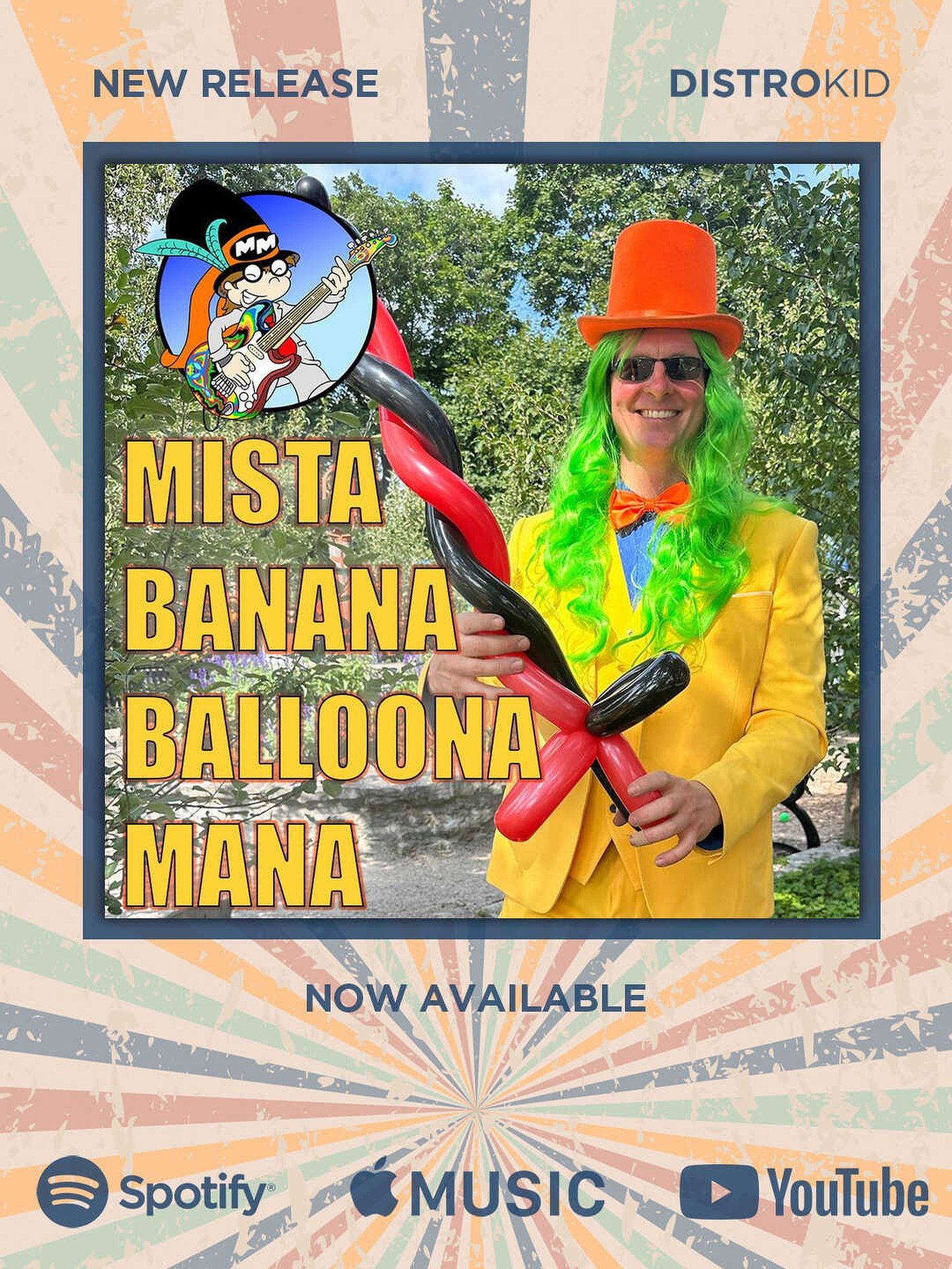 New song release! Enjoy!! https://distrokid.com/hyperfollow/markymonday/mista-banana-balloona-mana #bananasong #bananasongs #markymonday #kidssong #kidssongs #distrokid