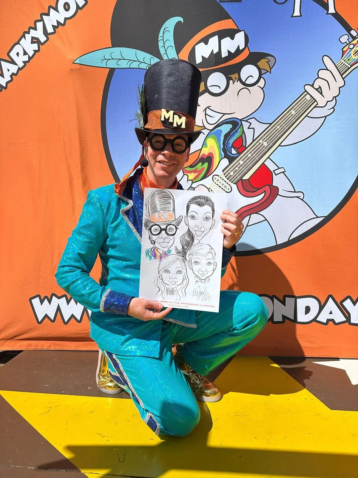 @mcdocatures created an amazing drawing of Marky Monday and Family at this years Kidsfest in Fenelon Falls! Great work, so awesome! #characture #drawings #cartoons #markymonday  #familyfun