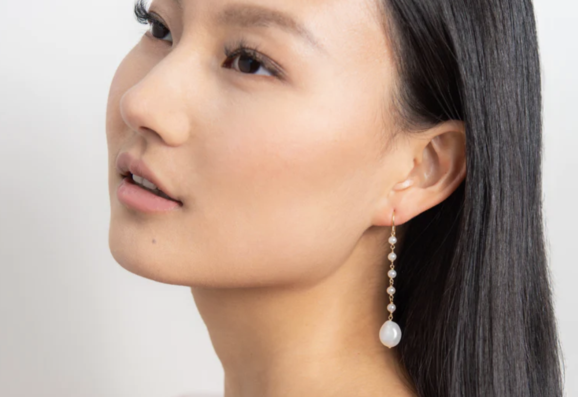 Baroque Pearl Drop Earrings - Poppy Finch