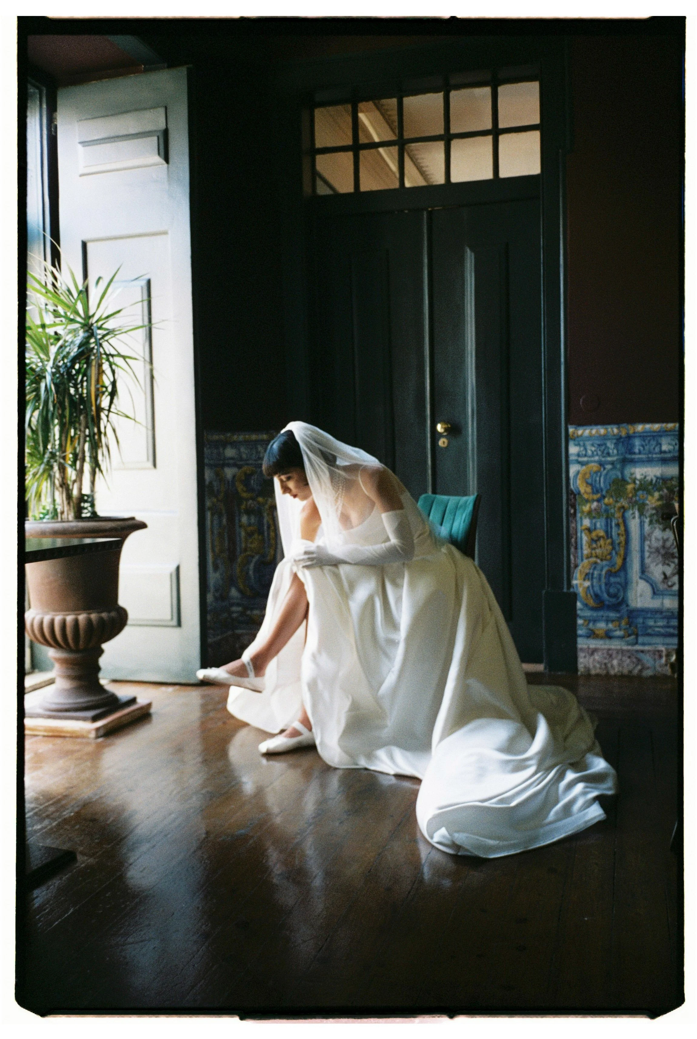 Real Bride Wears Pronovias Axelle Gown and ballet slippers