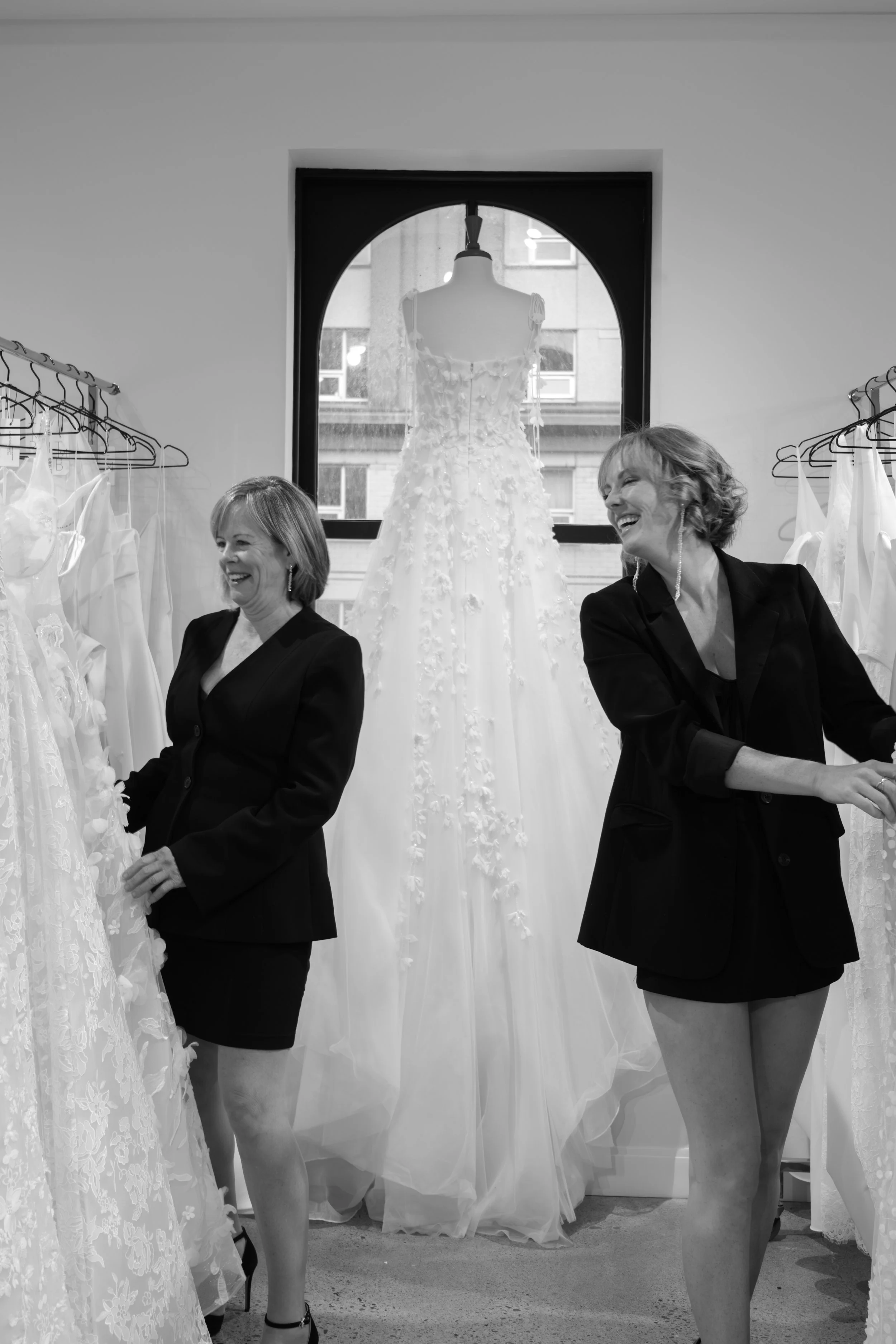 Owners of TMB Donna & Jess Hirst browsing the dress loft.