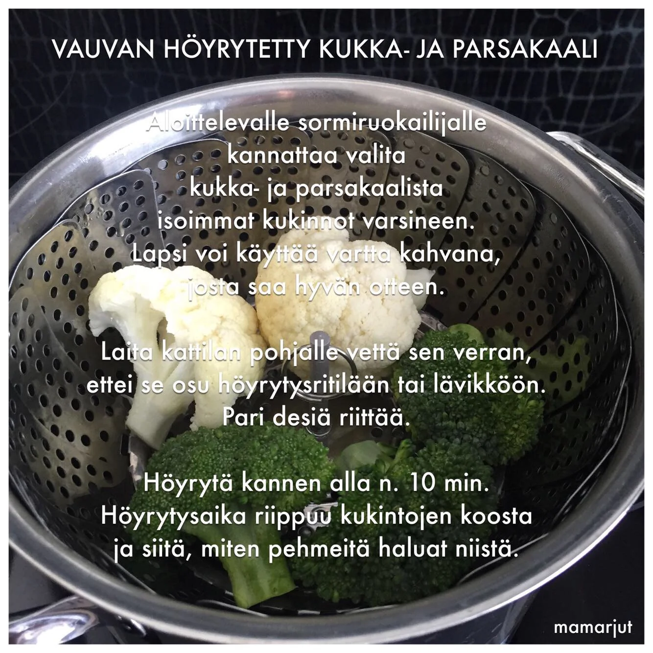 Vauvan höyrytetty kukka- ja parsakaali