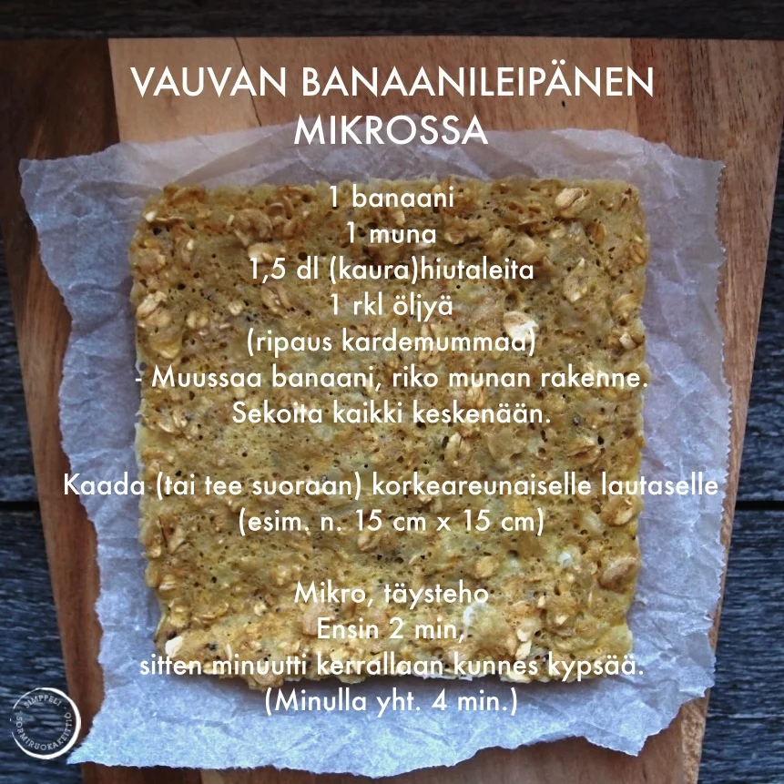 Vauvan banaanileipänen mikrossa