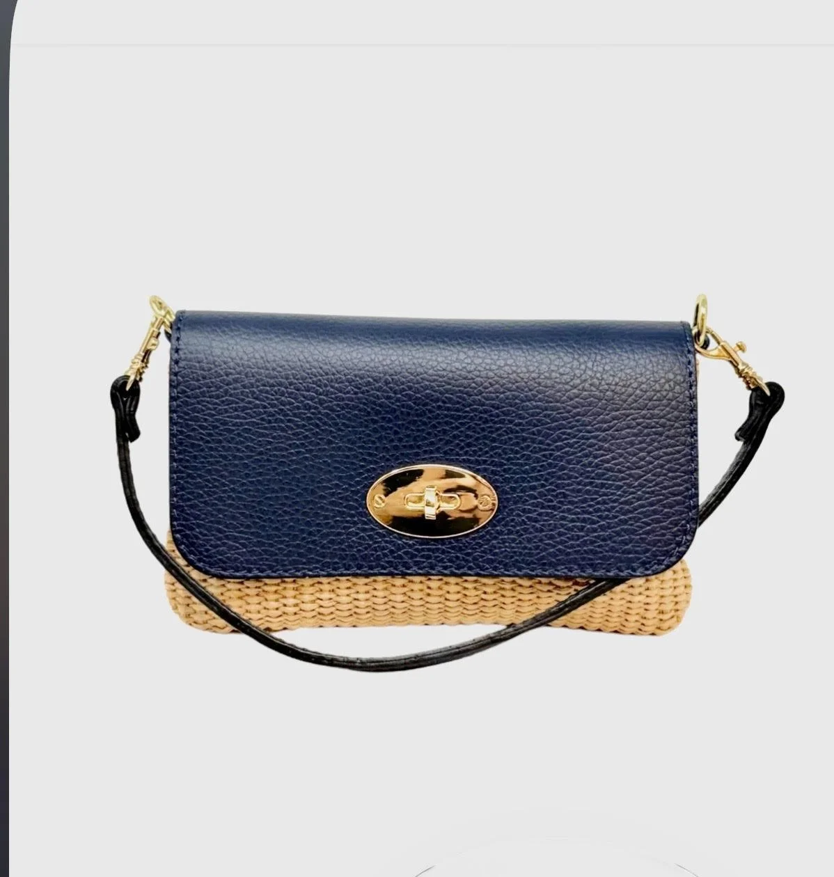 Leather Raffia Cross body bag NAV.jpg