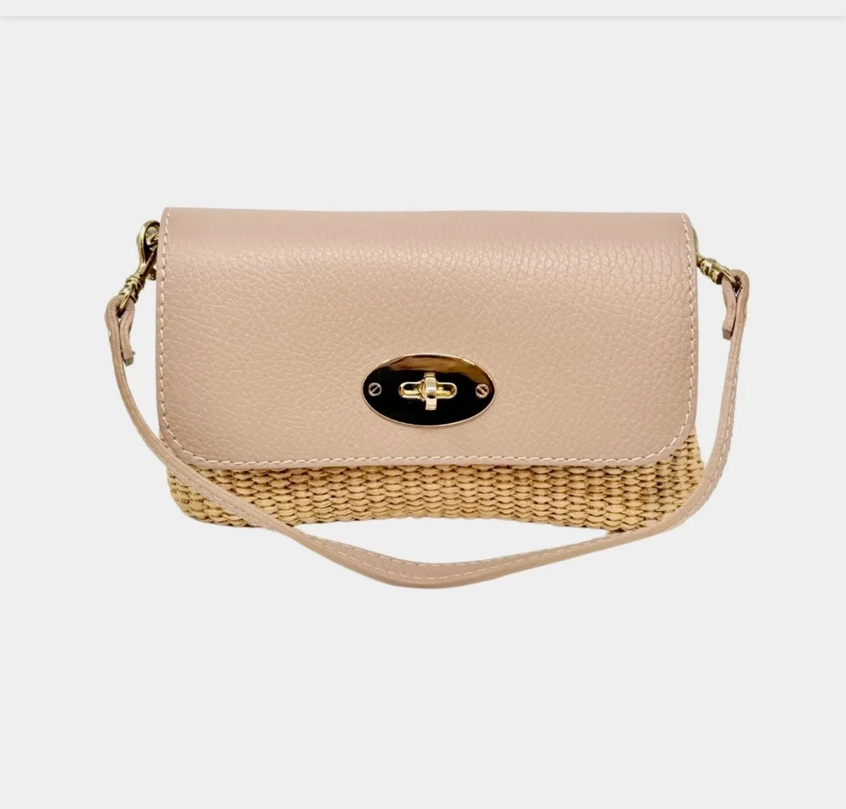 Leather Raffia Cross body bag Nude.jpg