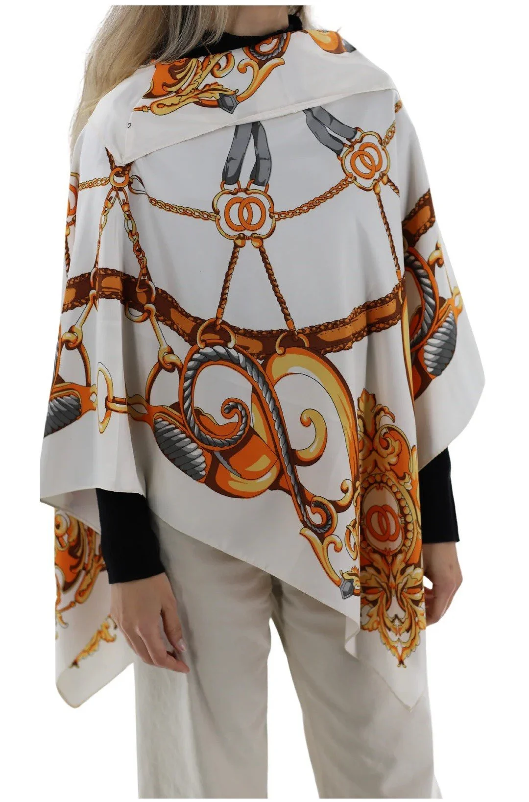 Chain Print Poncho WHT.jpg