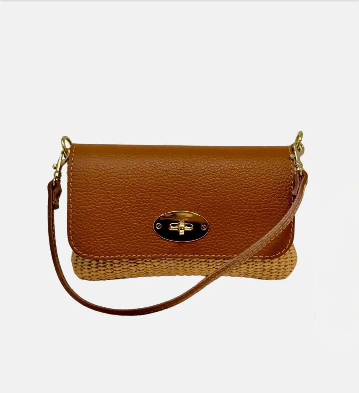 Leather Raffia Cross body bag Camel.jpg